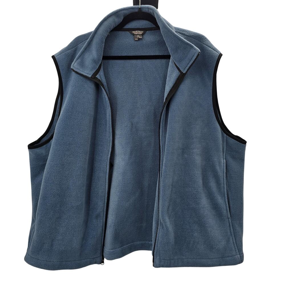 Woolrich Mens 2XL Blue Fleece Vest Full Zip Stand Collar